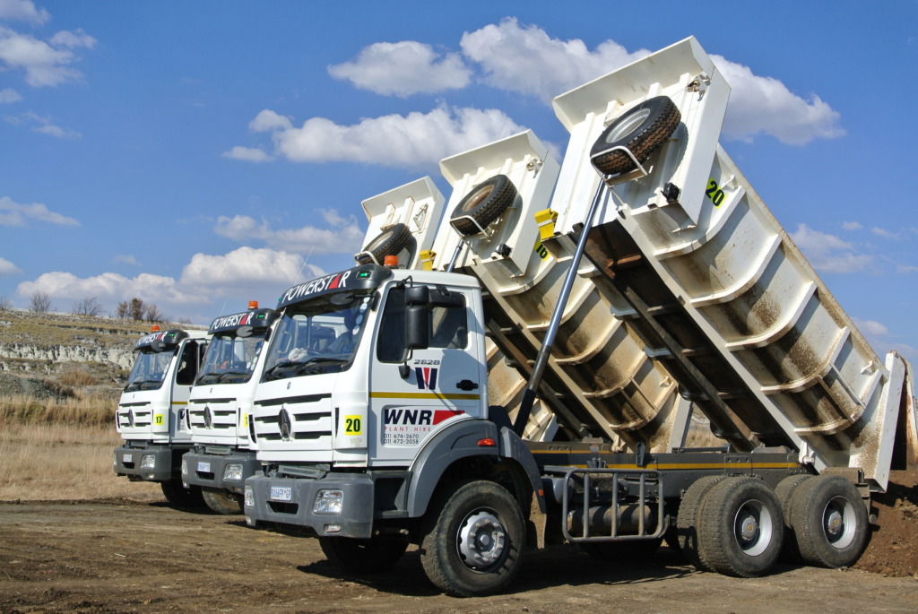 WNR tipper trucks with bins raised